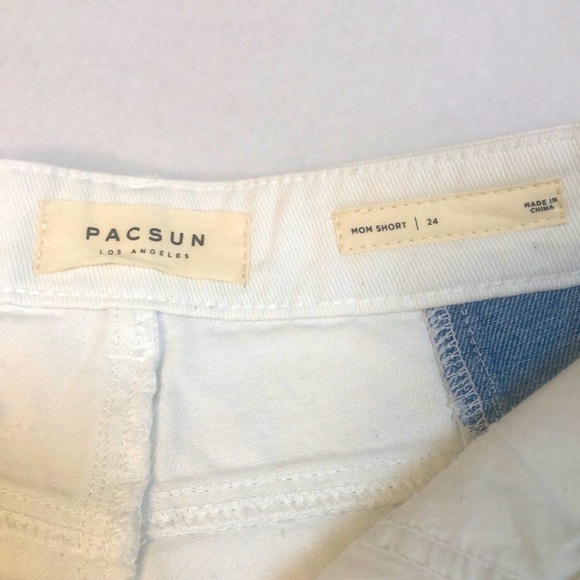 PacSun Women’s Color block High Waist 5 Button Fly Denim Jean Mom Shorts Sz 24 - Picture 8 of 13